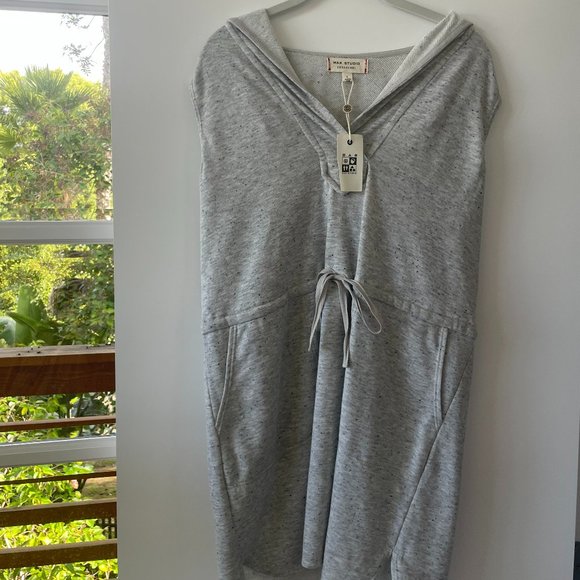 Max Studio (Weekend)‎ Heather Gray Sleeveless Hoodie Dress, L, NWT - Picture 1 of 5